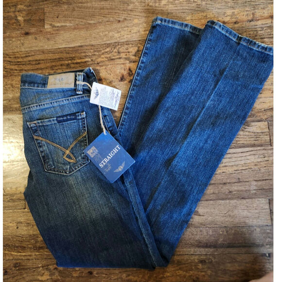 NEW Uncharted Territory Jeans Sz 4 Straight Dark Blue Flare Pants - Picture 2 of 6